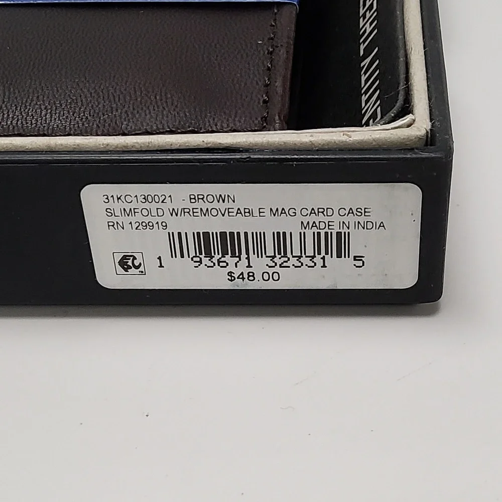 Kenneth Cole Reaction Wallet Mens Brown‎ Leather Removable Card Case RFID Safe